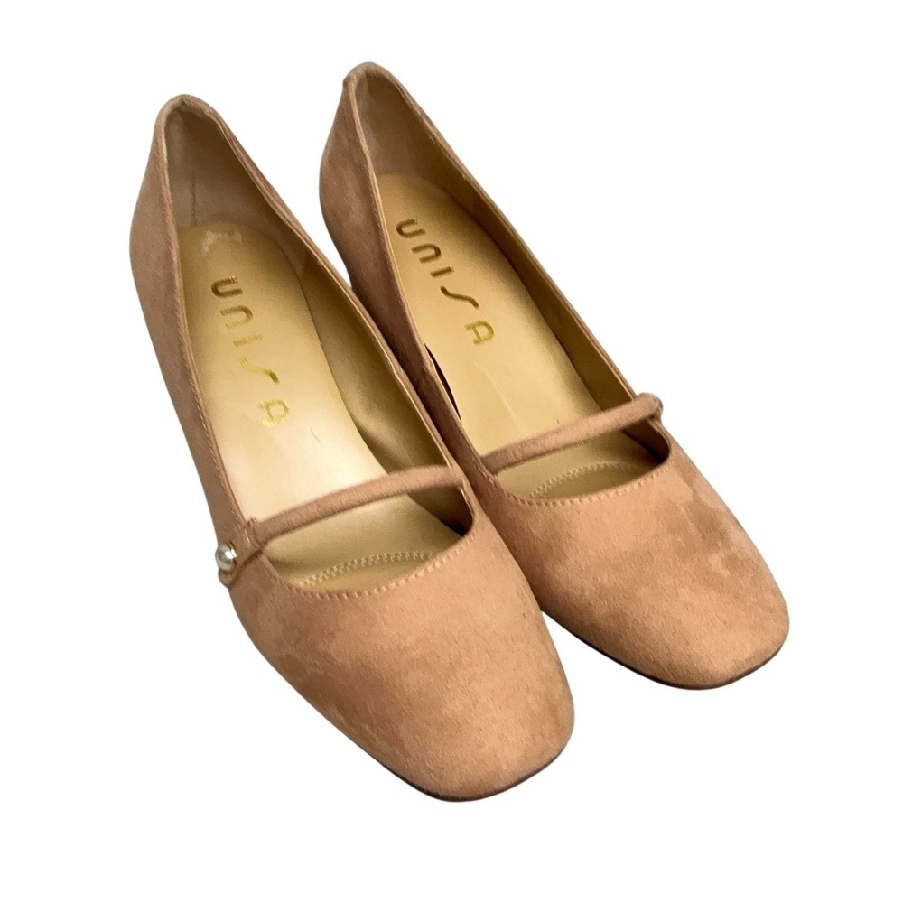 Unisa Shoes Womens Size 8 Pink Faux‎ Suede Block Heel Mary Jane Strap Pumps